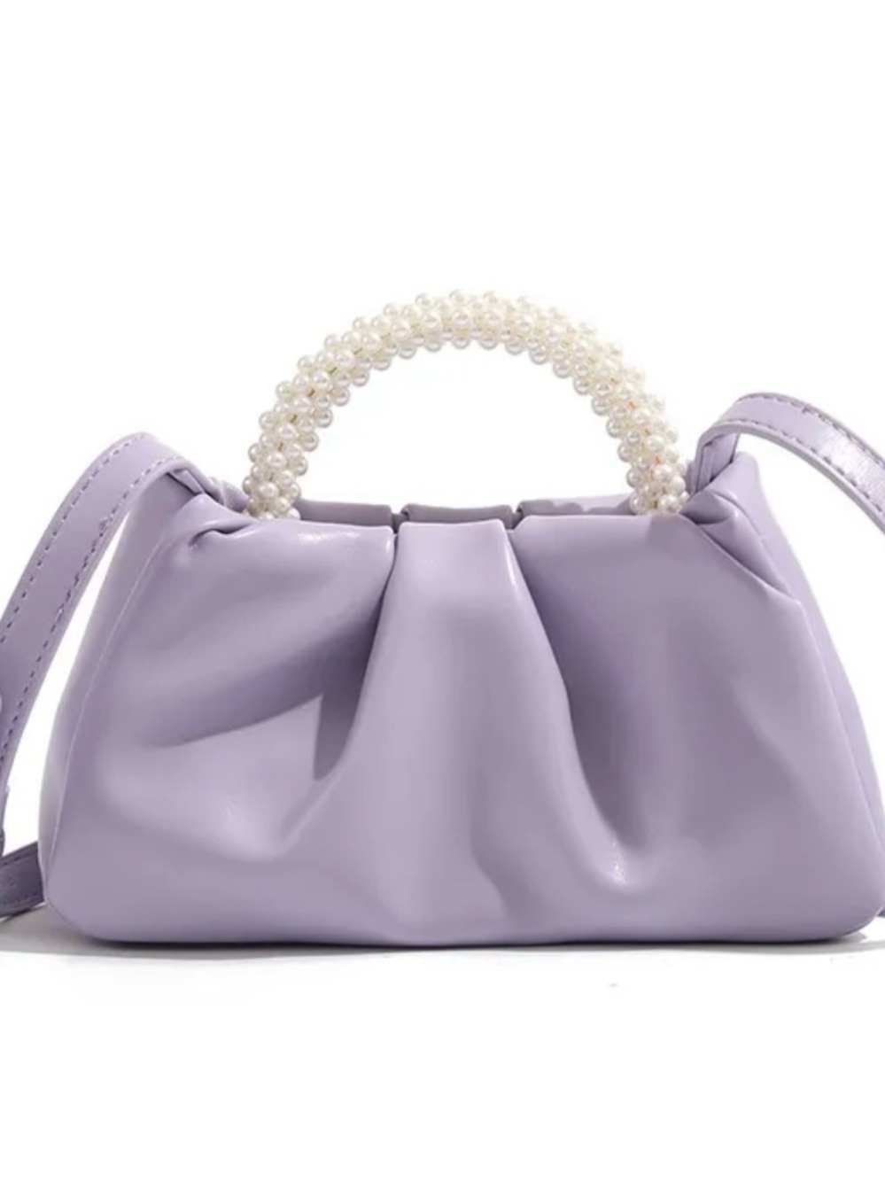 NWOT Chunky Pearl Handle Lavender Shoulder Bag